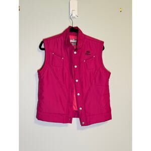Nike Sportwear Women's Pink Solid Snap Front Sleeveless Puffer Vest Size Medium